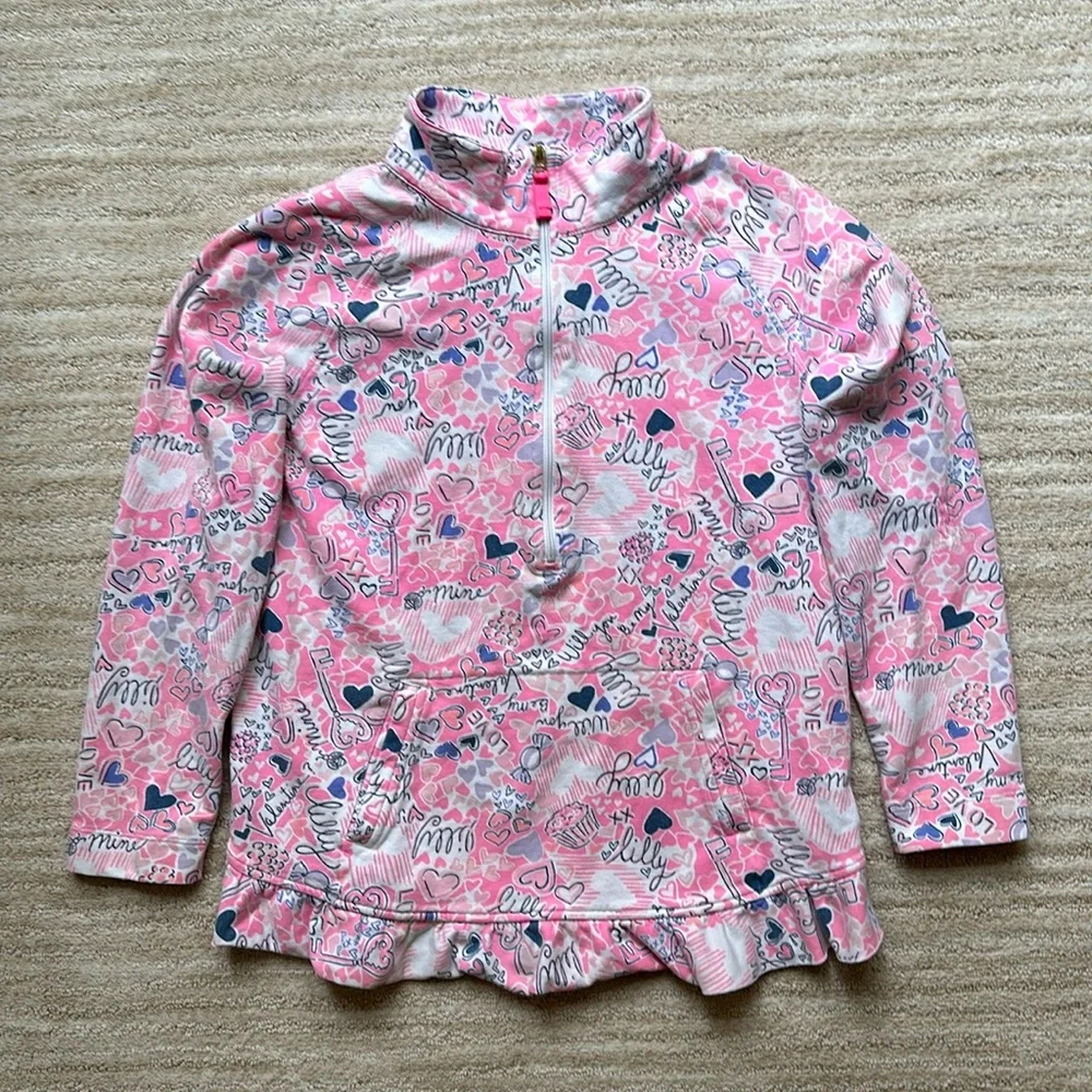 Lilly Pulitzer Girls 8-10 Skipper Popover Valentines Day Heart Print XL (12-14)